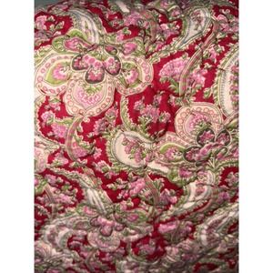 Pottery Barn Red Paisley Standard Pillow Pick stitch Sham quilted New